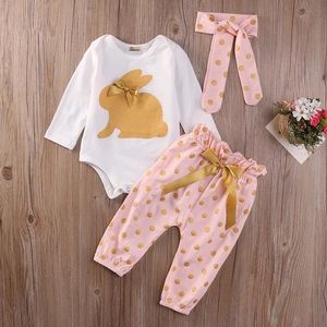 3 Piece Bunny Baby Girls Outfit